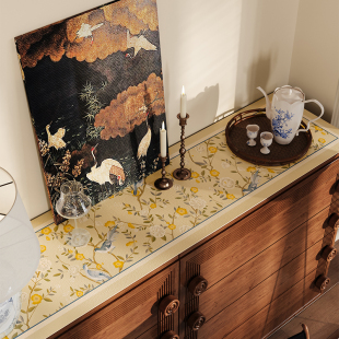 弗蕾儿电视柜桌垫法式高级桌布防水防油防烫免洗边柜垫桌面保护垫