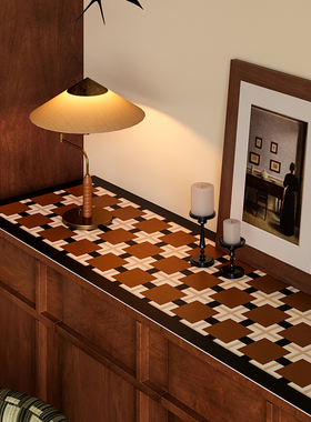 安塞里格英式老钱风入户玄关垫餐边柜垫电视柜垫皮革防水易打理