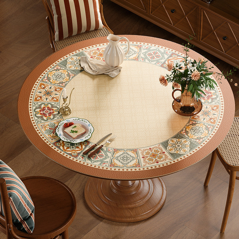 蜜格颂圆形桌垫复古桌布防水防油圆桌餐垫防烫耐高温皮革桌面垫,居家布艺,桌布,淘宝优惠券,粉丝福利购,淘宝优惠卷