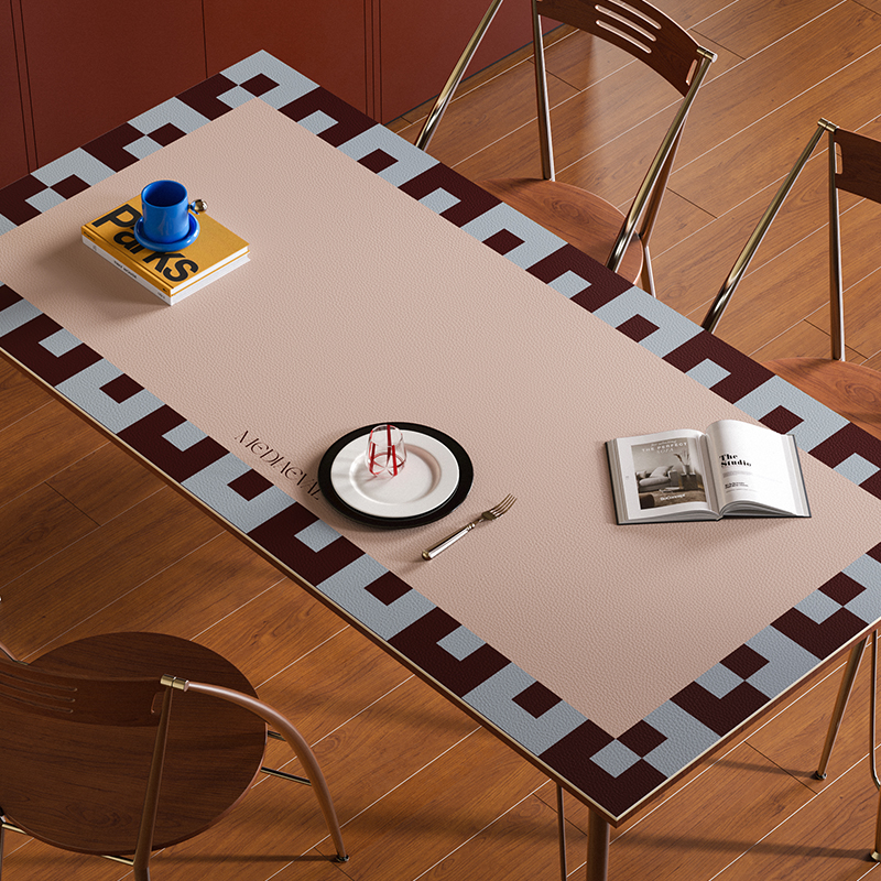 中古几何撞色防水餐桌垫