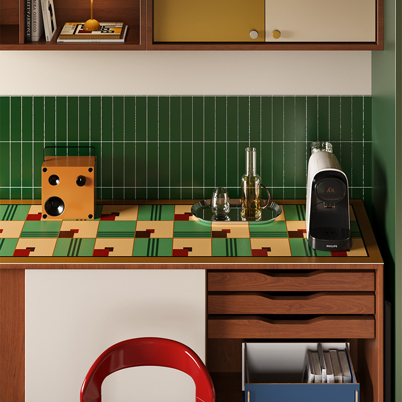 布莱克中古风餐边柜台面桌垫高级感防水防油免洗电视柜垫防尘垫