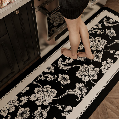 利娅法式轻奢厨房边l型吸水地垫免清洗可擦矽藻泥垫子全铺地垫