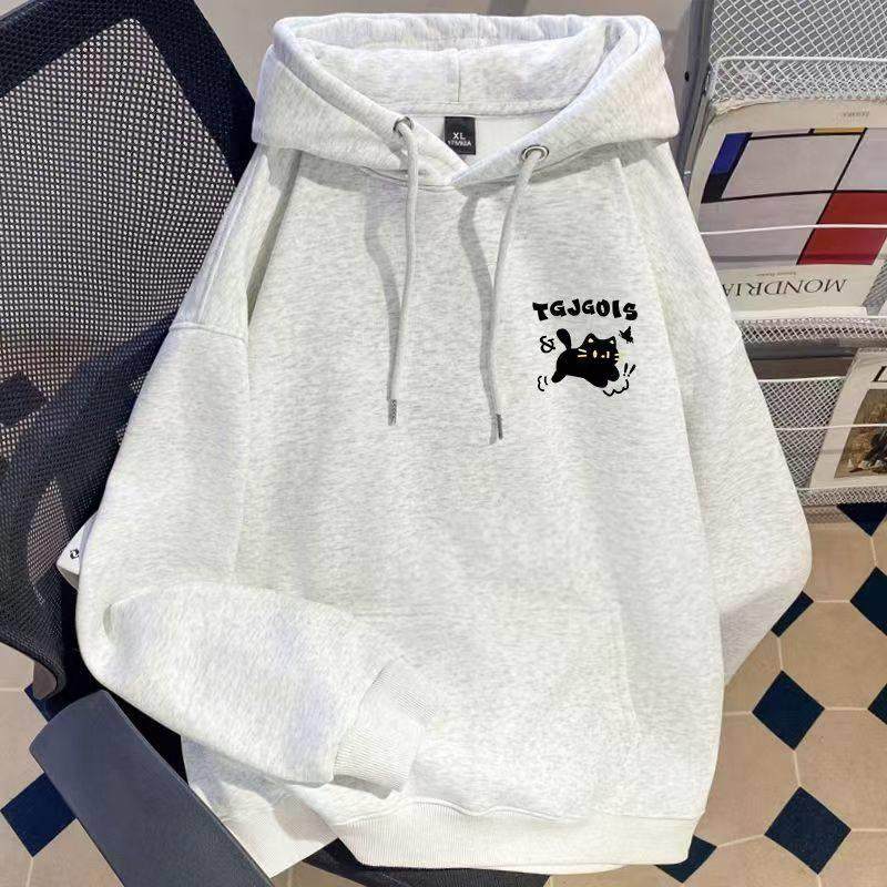 慵懒风女童2024新款秋冬加绒卫衣宽松中大童美式潮牌连帽外套上衣