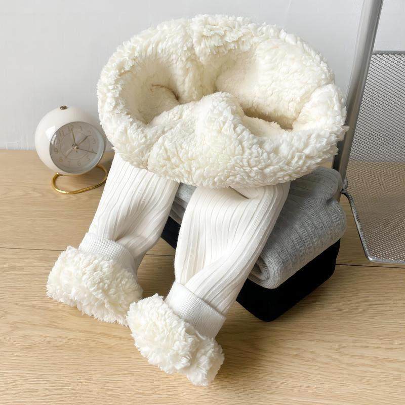 女童打底裤冬季加厚羊羔绒外穿保暖裤袜宝宝儿童加绒九分裤子