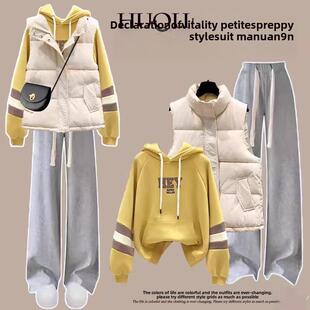 女大童初中学生三件套装秋冬韩版时尚两件套马甲外套卫衣运动裤春