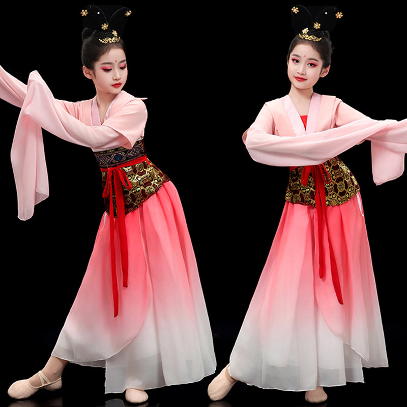 儿童古典舞飘逸水袖舞蹈服装艺考女童汉唐古装中国风惊鸿舞演出服