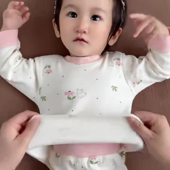 婴儿纯棉内衣无骨分体春
