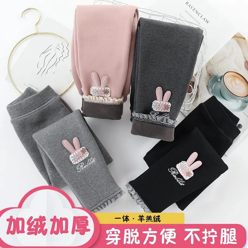 女童加绒打底裤秋冬儿厚