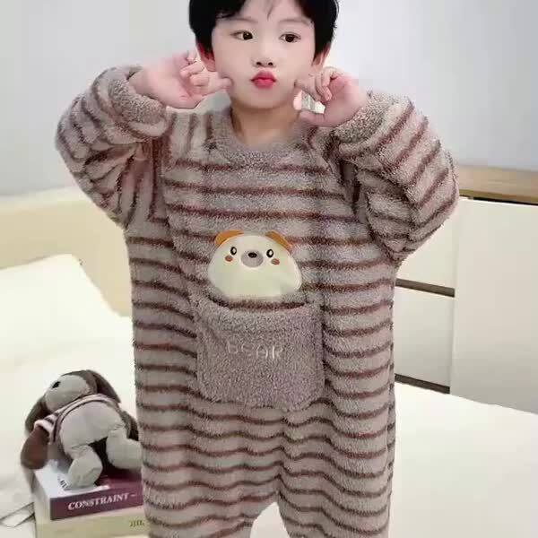 儿童睡衣连体秋冬法兰绒