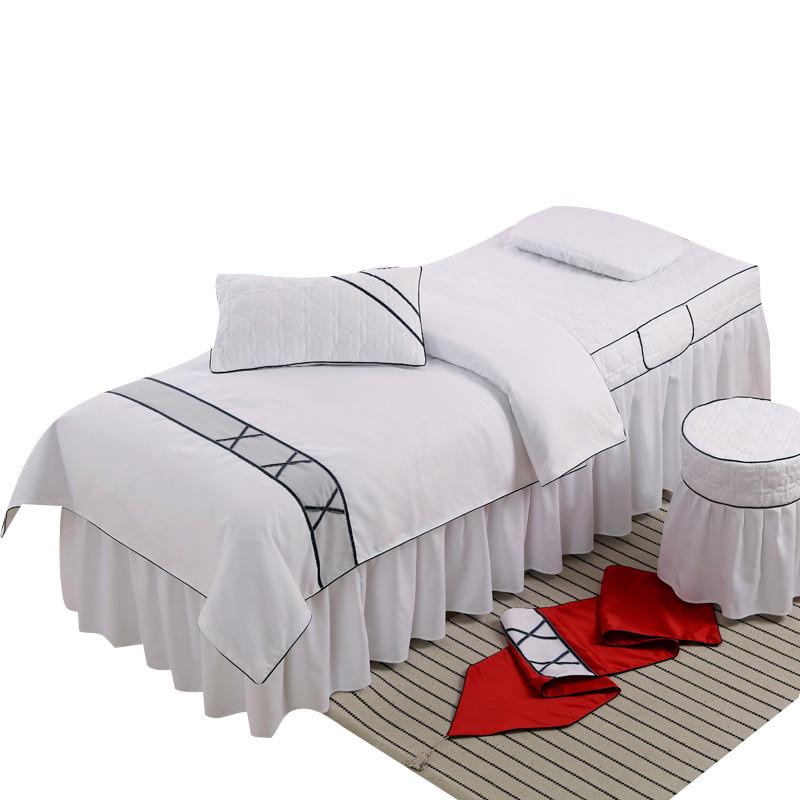 批发批发韩式棉床单美容床罩四件套定制洗头按摩床罩养生床四件