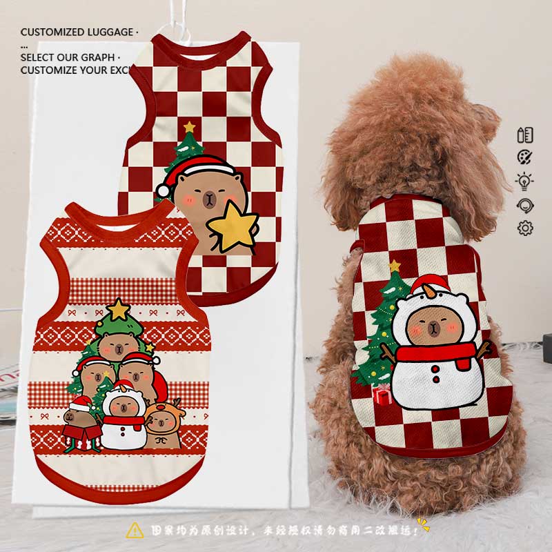卡皮巴拉水豚联名圣诞节宠物衣服