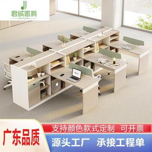 厂家直供办公室办公桌带高柜2 6人风财务职员电脑工位桌椅组
