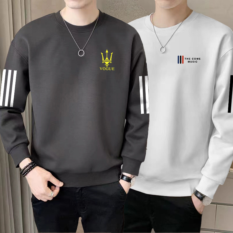 长袖t恤男春秋季韩版潮流宽松休闲套头衫男生帅气圆领港风卫衣潮