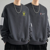 三杆长袖 外穿无帽休闲卫衣外套 T恤薄款 男简约春秋款 宽松运动大码