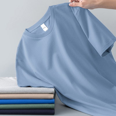 短袖t恤男夏季宽松圆领简约纯色