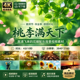 高清飞来的花瓣配乐背景教师节歌曲桃李满天下毕业季无私视频素材