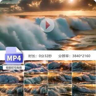 高清海洋巨浪波涛汹涌翻滚滔天潮旋涡拍打冲击慢镜头飞溅视频素材