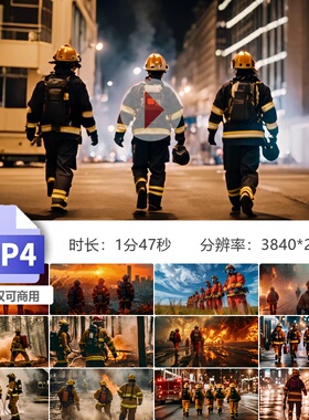 高清消防员逆行者救火119燃气爆炸城市森林火灾救援英雄视频素材