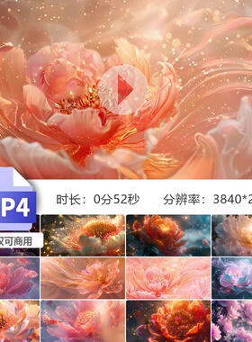 高清梦幻牡丹花中国风红大原创屏LED舞台背景视频素材