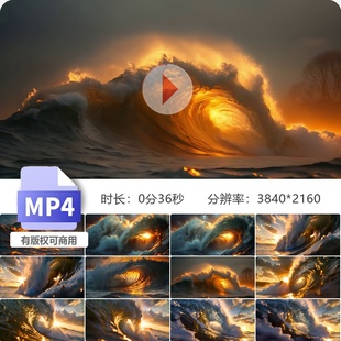 高清海洋巨浪波涛汹涌翻滚滔天潮旋涡拍打冲击飞溅惊岸视频素材