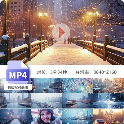 高清上海下雪浦东陆家嘴雪景唯美飘落4k航拍空镜魔都CBD视频素材