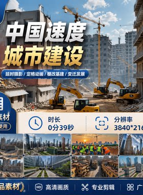 高清中国速度城市建设延时摄影定格动画棚改基建变迁发展视频素材