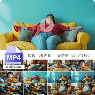高清肥胖患者亚健康暴食男人躺沙发吃东西闲暇生活休时光视频素材
