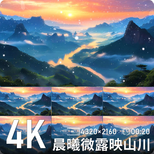 朝霞映照群山云海层峦叠嶂山川壮丽自然风光高清动态背景视频素材