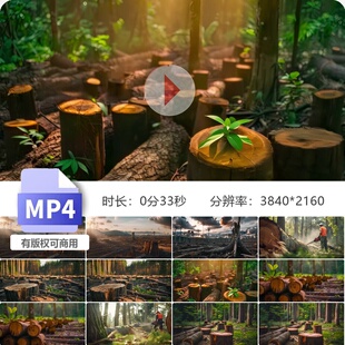 高清森林树木砍伐破坏伐木工人生态破坏沙尘暴碳中和视频素材