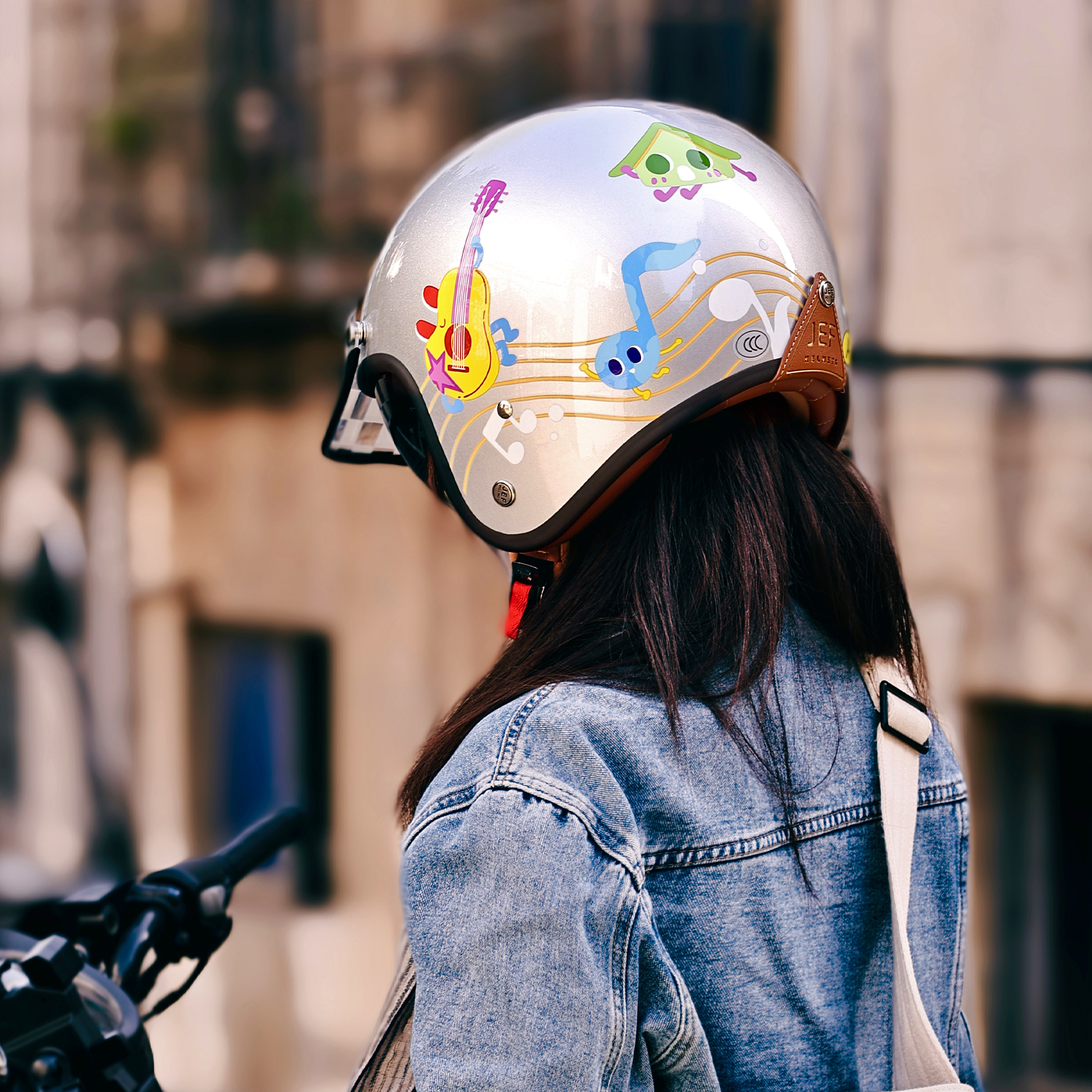 台湾JEF摩托车头盔四季复古3/4盔