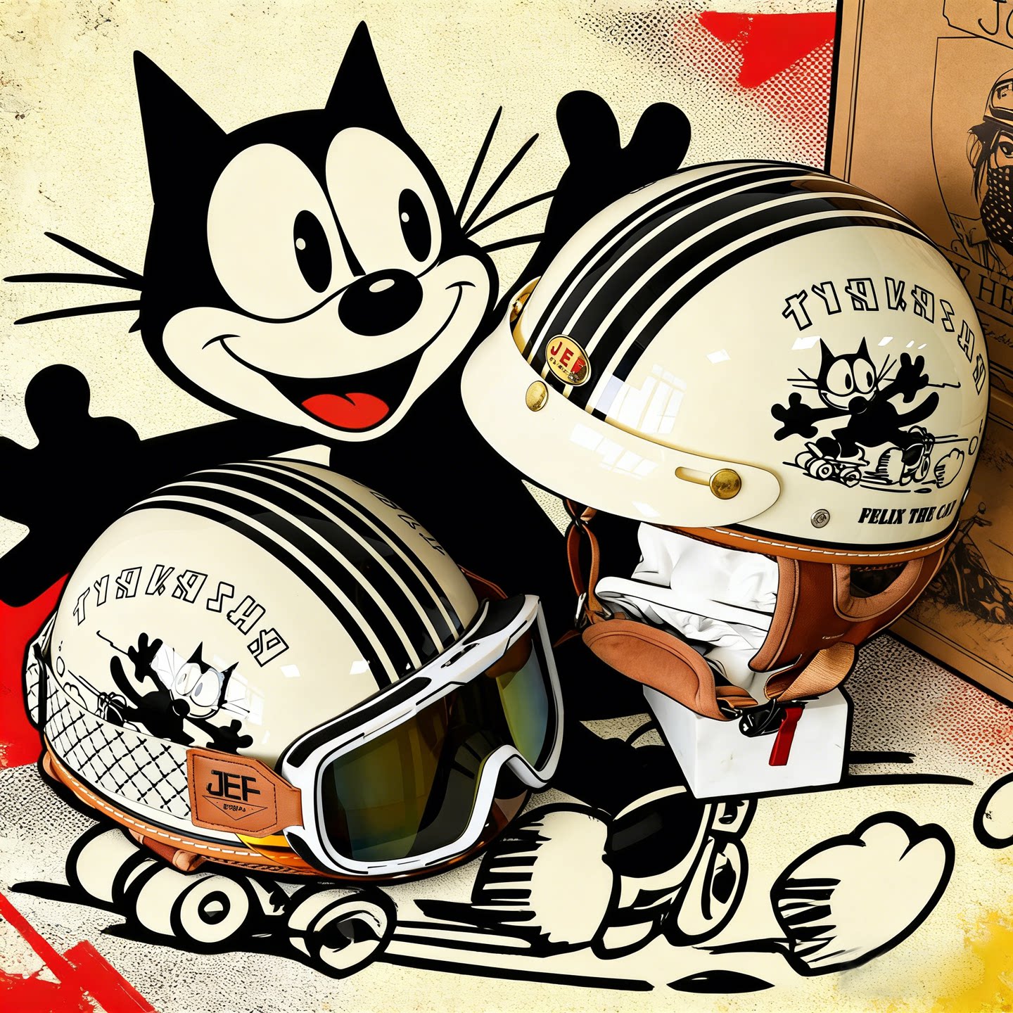 台湾JEF摩托车复古头盔瓢盔半盔3C电动车机车男女安全帽四季通用