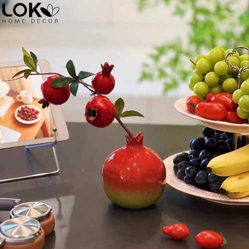 喜庆摆件石榴花仿真花假花石榴果树枝果实餐桌装饰吉祥果摆件摆设