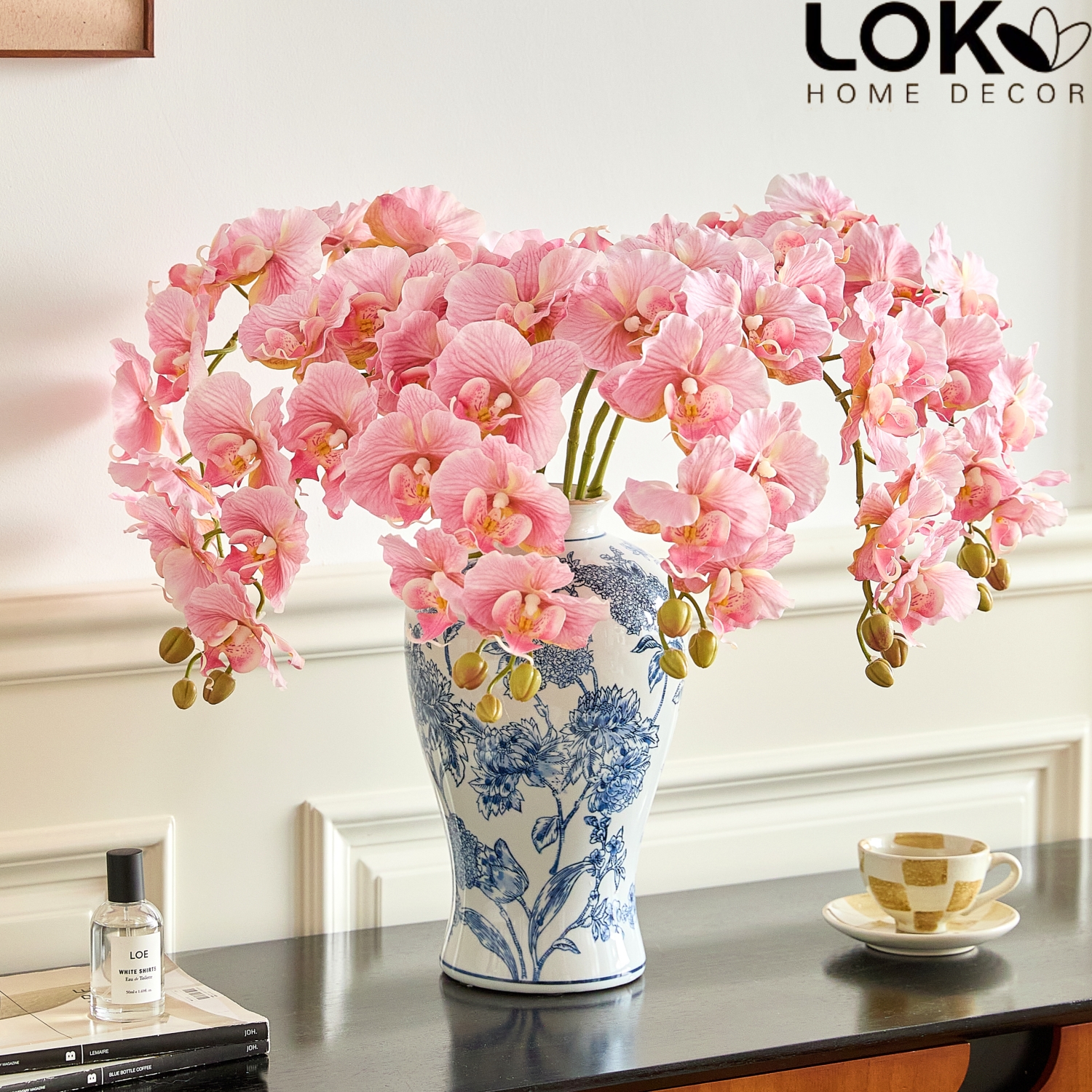 手感蝴蝶兰仿真花9头蝴蝶兰酒店样板间装饰花家居插花摆件客厅花