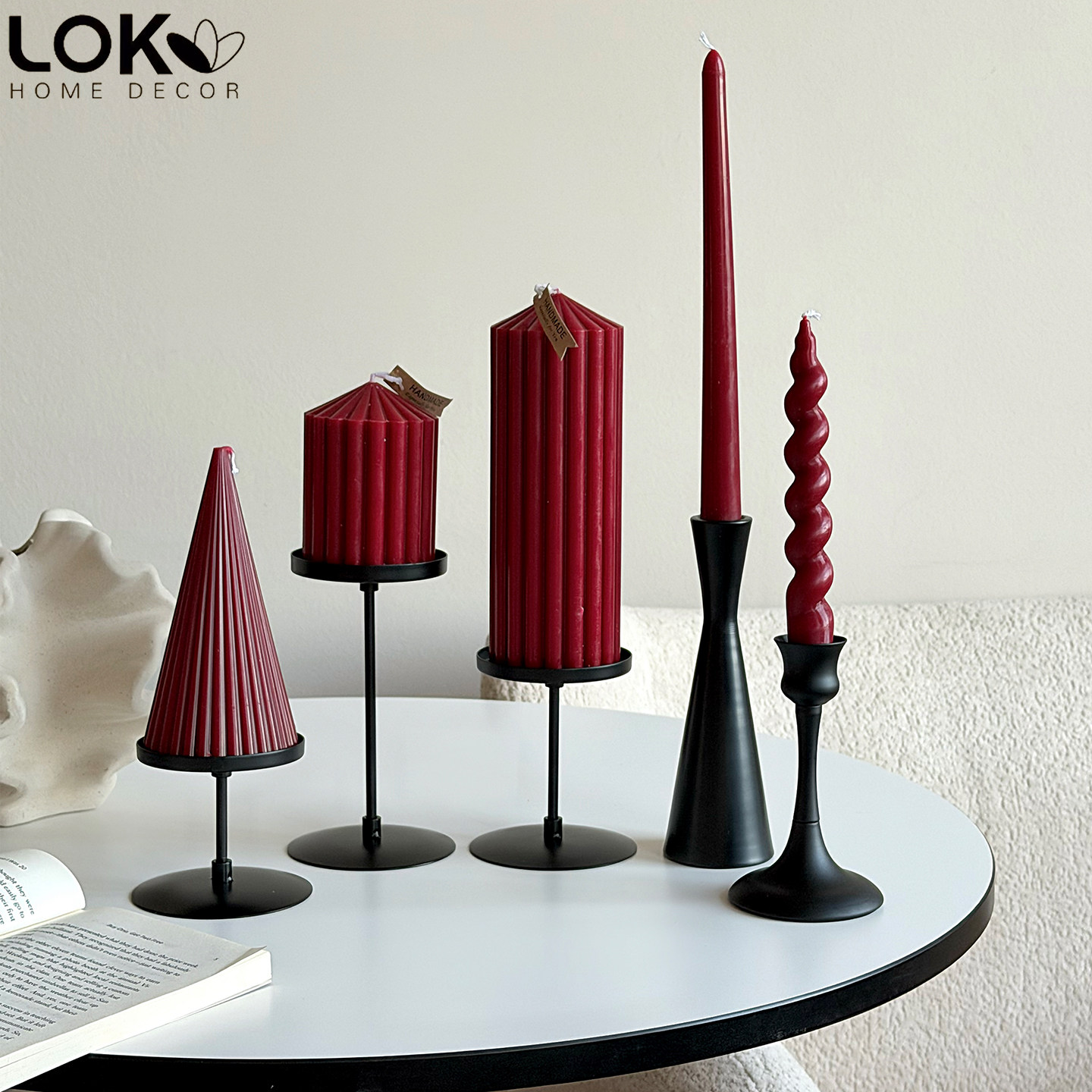 中式红色系蜡烛婚庆喜庆酒红条纹圆柱蜡烛创意烛台家居桌面摆件,家居饰品,桌面摆件,淘宝优惠券,粉丝福利购,淘宝优惠卷