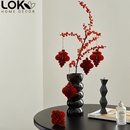 新年乔迁装 饰花摆件发财果仿真花摆设假花冬青红果客厅餐桌花艺