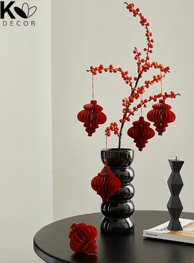 新年乔迁装饰花摆件发财果仿真花摆设假花冬青红果客厅餐桌花艺
