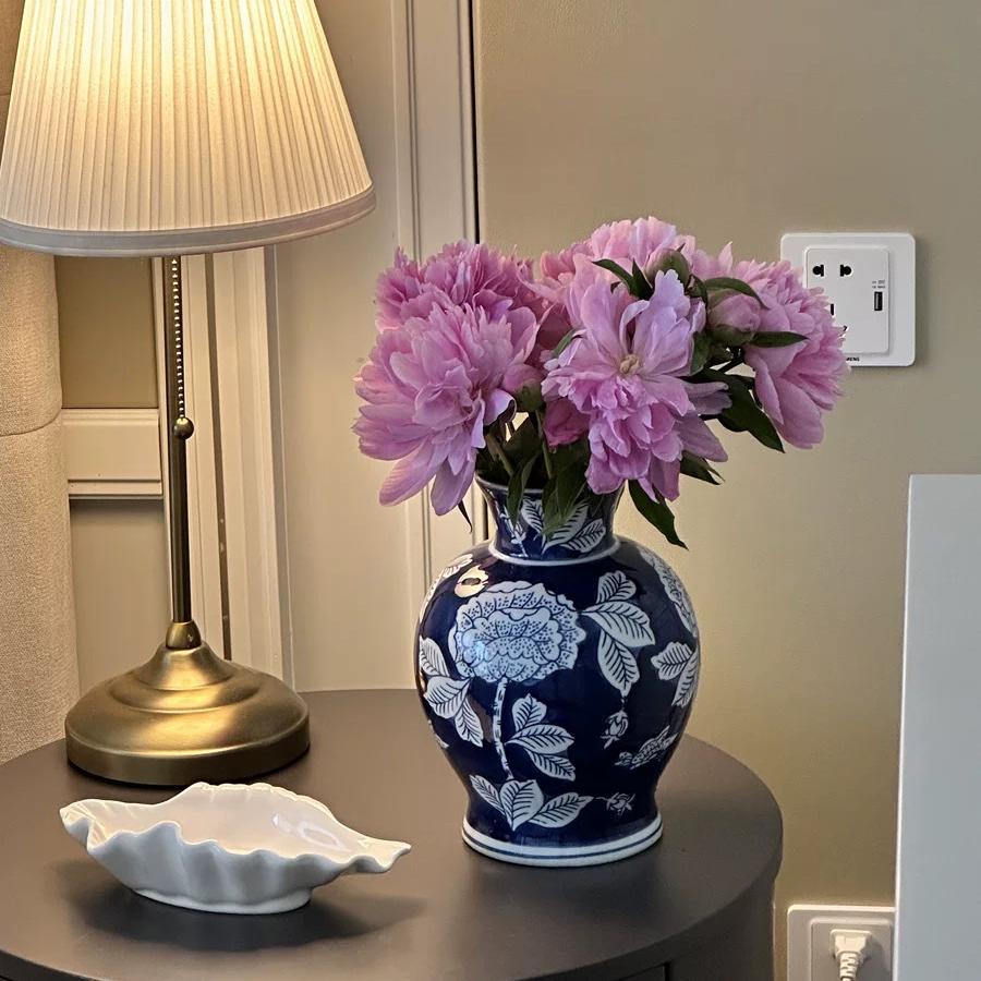 花瓶摆件客厅插花陶瓷青花瓷高级感轻奢新中式水养郁金香景德镇