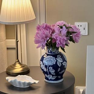 花瓶摆件客厅插花陶瓷青花瓷高级感轻奢新中式 水养郁金香景德镇