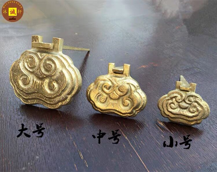 纯铜祥云托一对如意匾托纯铜复古画托牌匾祥云装饰画框托大号挂钩
