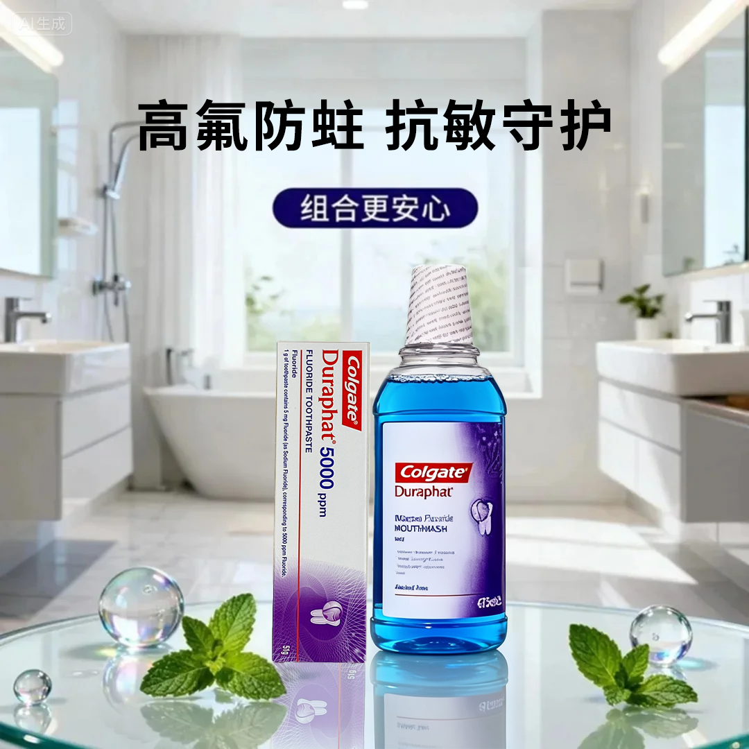 高露洁Colgate 多乐氟5000含氟牙膏和900含氟漱口水高氟护理