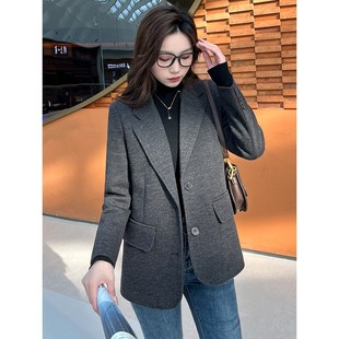 韩版正肩小西装羊毛呢外套女2025秋冬加厚夹棉短款小个子百搭上衣