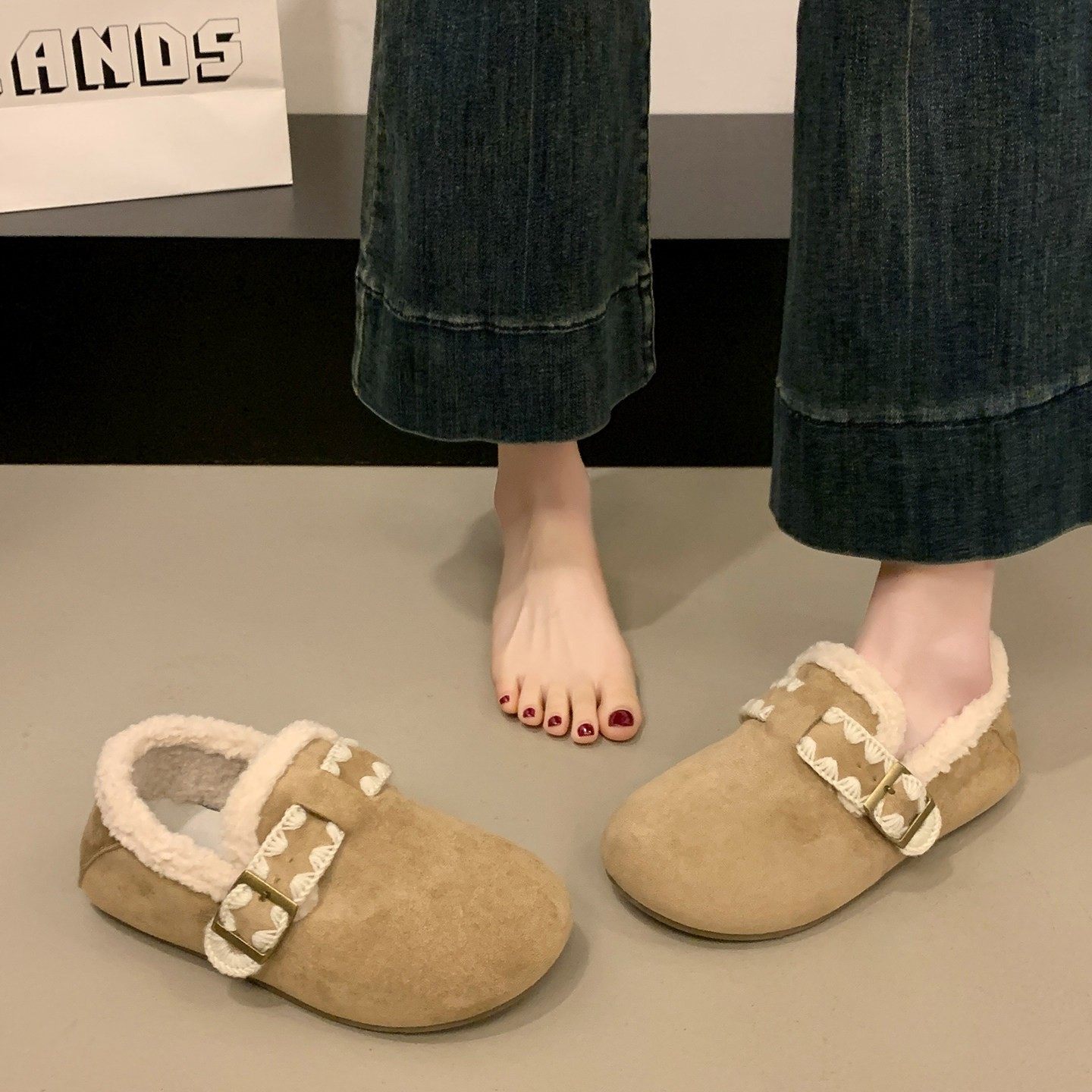 复古加绒加厚保暖平底博肯棉鞋女2025新款冬季雪地靴软底勃肯鞋子,女鞋,勃肯鞋/软木鞋,淘宝优惠券,粉丝福利购,淘宝优惠卷