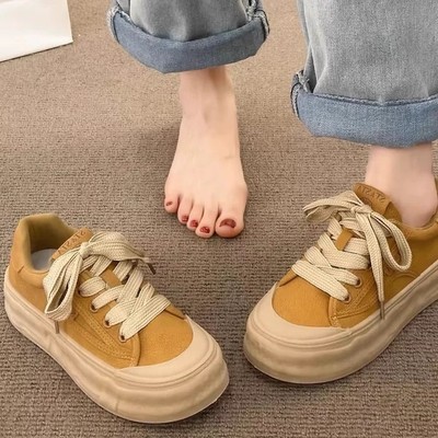 厚底德训鞋女2025新款秋季百搭韩版松糕底圆头小白鞋时尚休闲板鞋