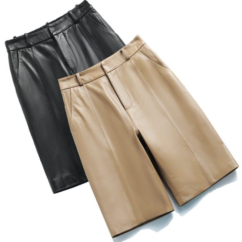 海宁真皮皮裤女秋季新款高腰韩版显瘦五分直通皮短裤纯绵羊皮五分,女装/女士精品,休闲裤,淘宝优惠券,粉丝福利购,淘宝优惠卷