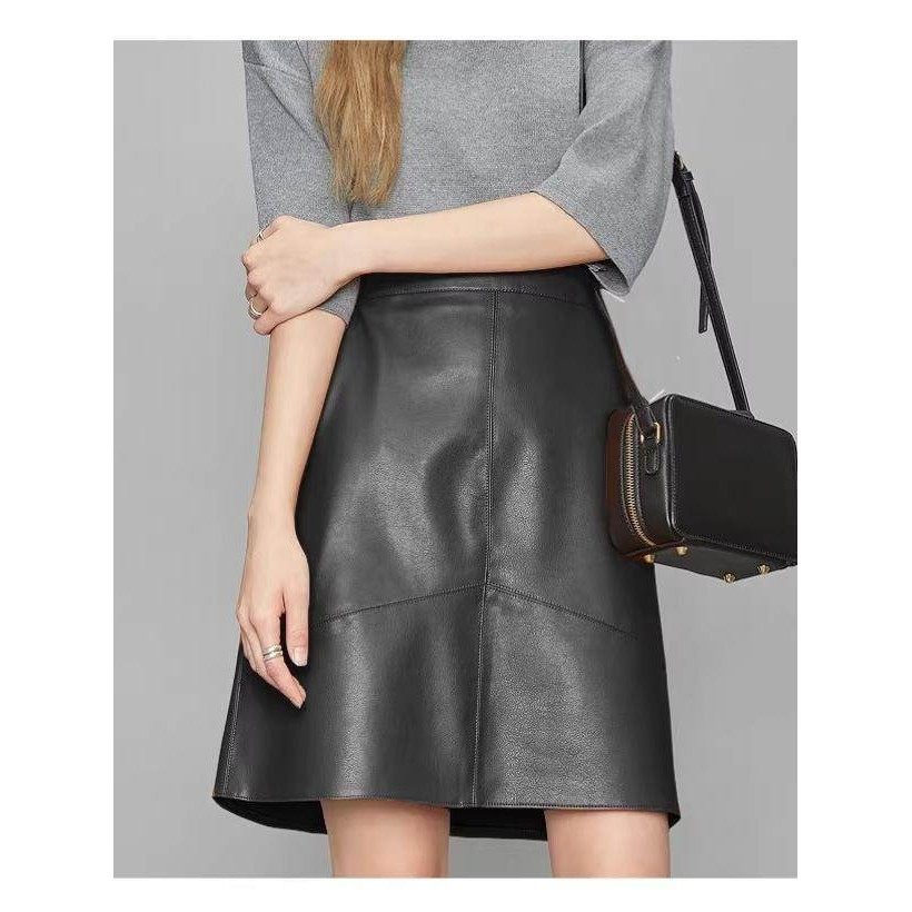 Rouje Naive秋冬绵羊皮高腰真皮皮裙半身裙女韩版a字包臀ins短裙,女装/女士精品,大码半身裙,淘宝优惠券,粉丝福利购,淘宝优惠卷