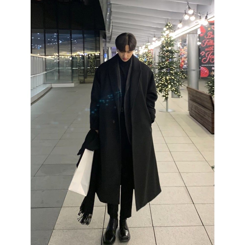 男秋冬韩式时尚加厚过膝超长风衣休闲羊绒羊毛外衣,男装,毛呢大衣,淘宝优惠券,粉丝福利购,淘宝优惠卷