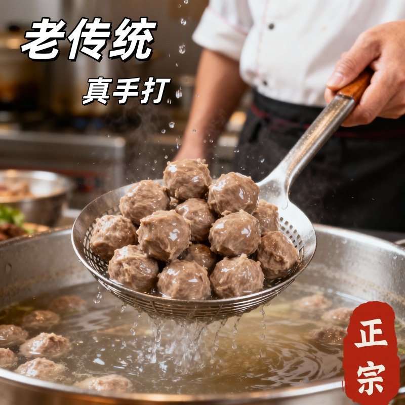【囤货5大袋】正宗传统手打牛肉丸鲜嫩多汁开袋即食零食潮汕特产