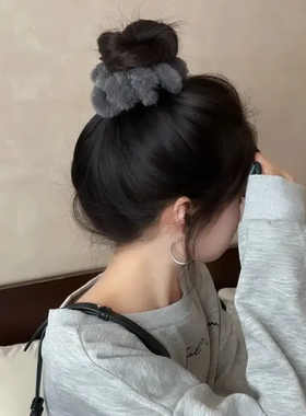 韩系毛绒电话线大肠发圈女秋冬扎丸子头马尾发绳气质百搭头绳发饰