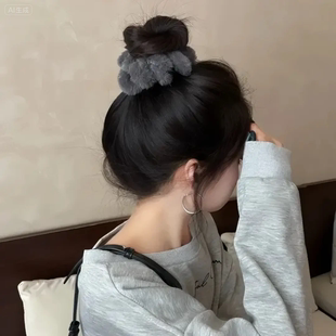 韩系毛绒电话线大肠发圈女秋冬扎丸子头马尾发绳气质百搭头绳发饰