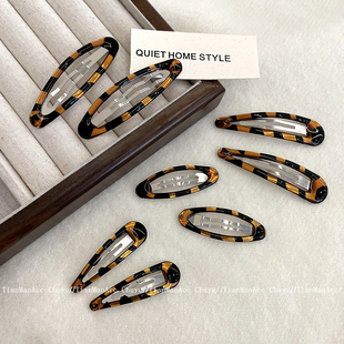 豹纹高级感玳瑁色滴胶BB夹大号经典复古水滴额前碎发夹侧边刘海夹